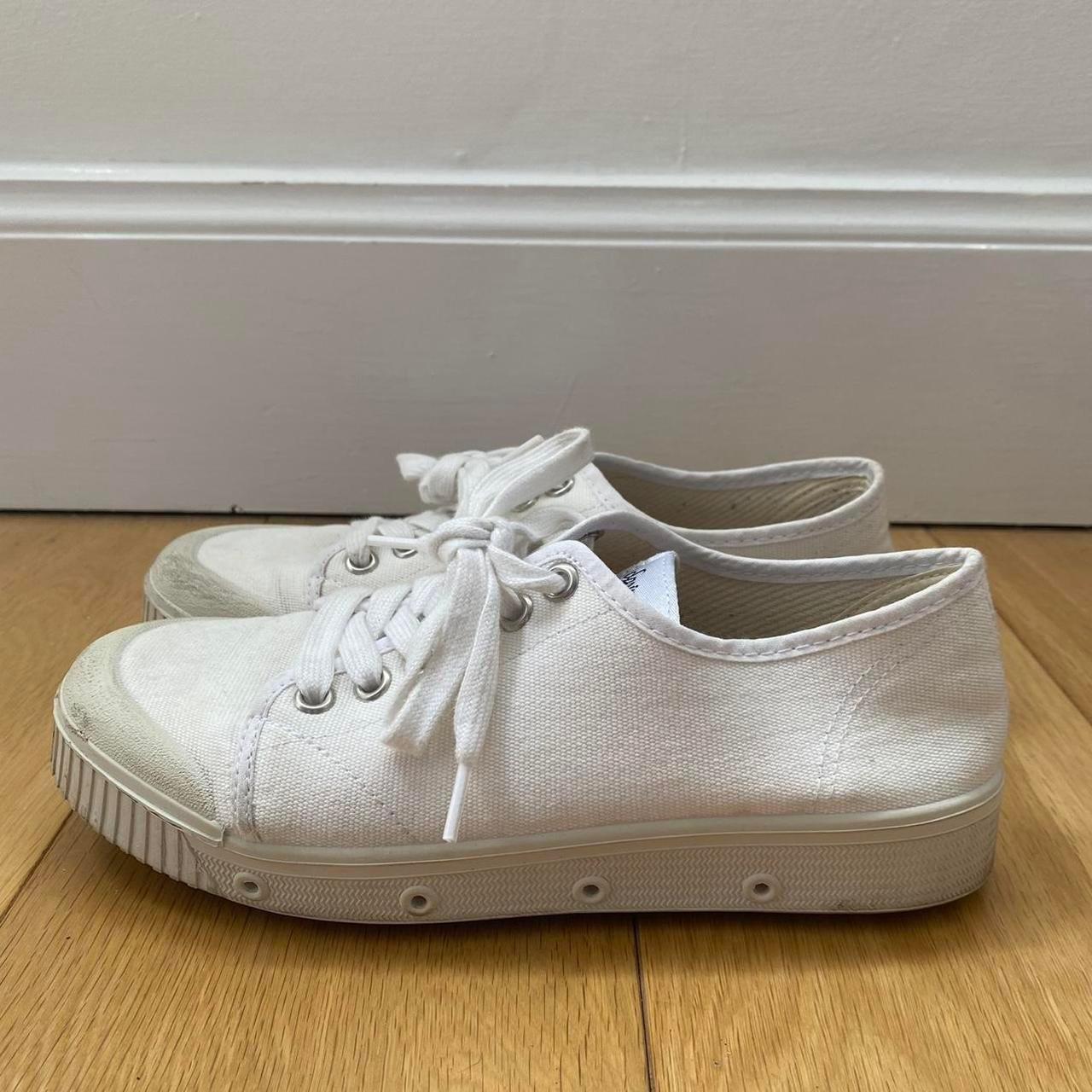 Spring Court white canvas cotton shoes U.K 3 EU... - Depop