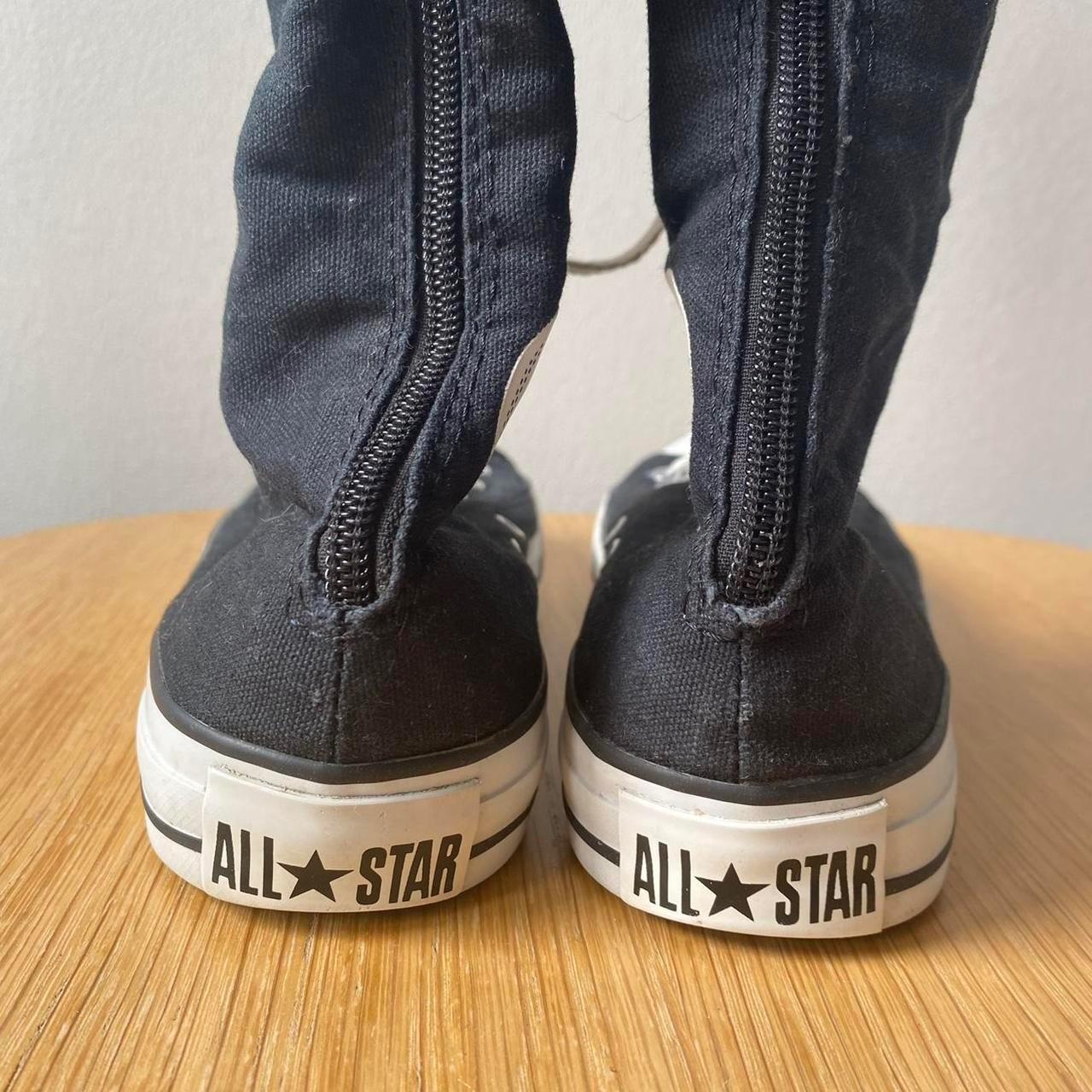 Knee high black white converse U.K 5 EU 37.5 CM... - Depop