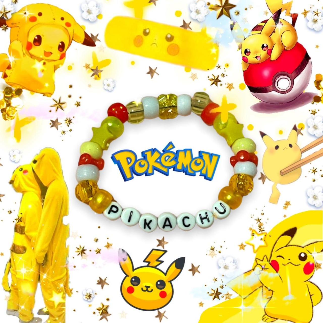 Pikachu kandi Bracelet •Handmade with yellow, red,... | Depop