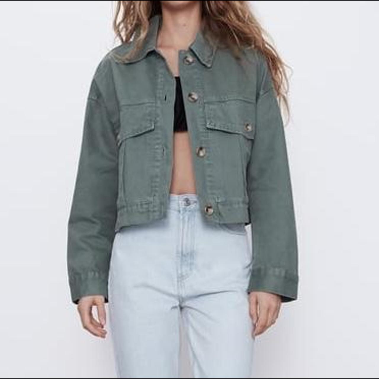 zara cropped green jacket