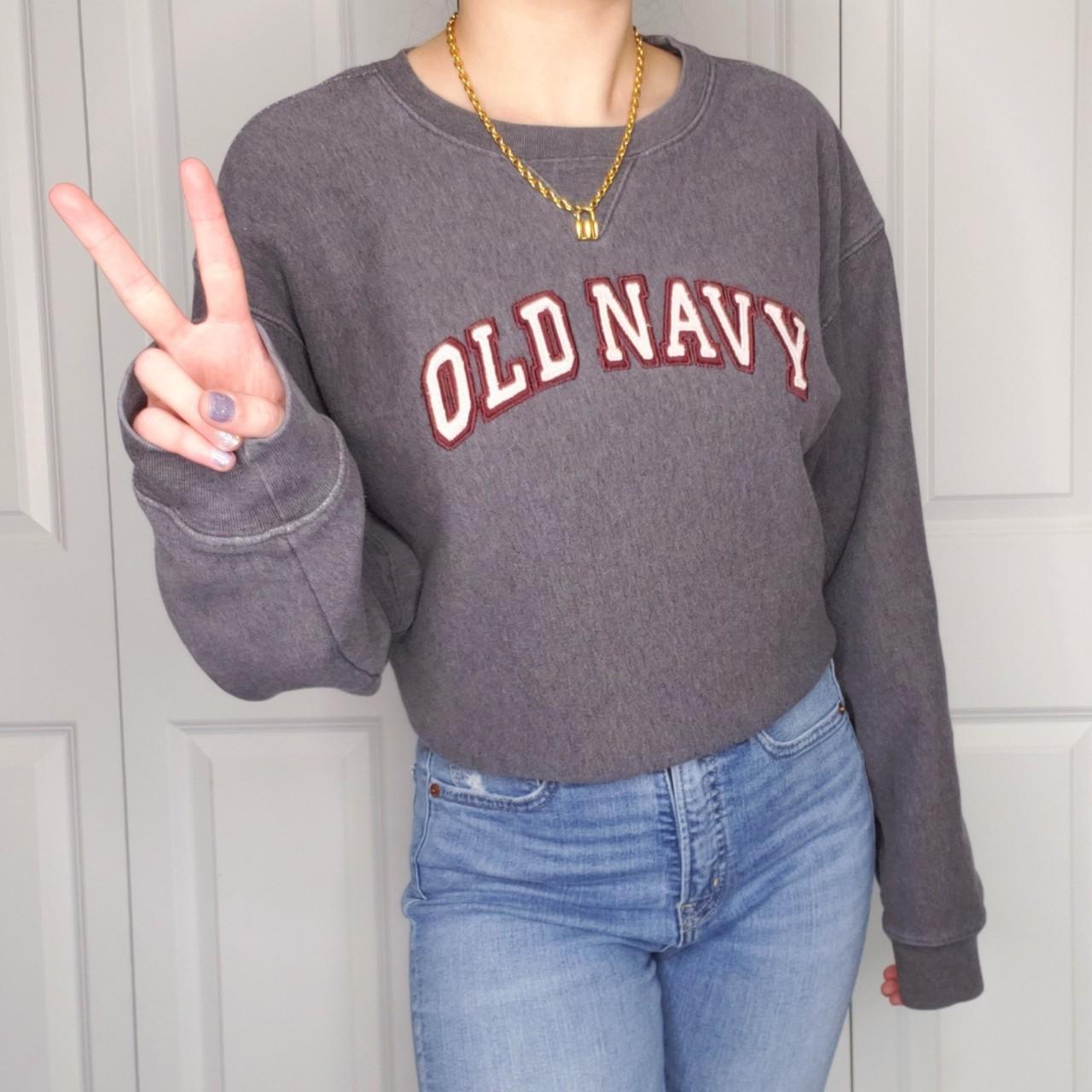 90s Old Navy charcoal crewneck pullover sweatshirt... - Depop