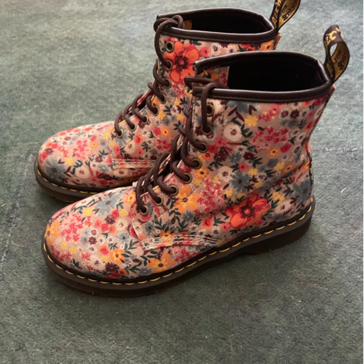 Dr. Martens Floral Boots Details: - size US... - Depop