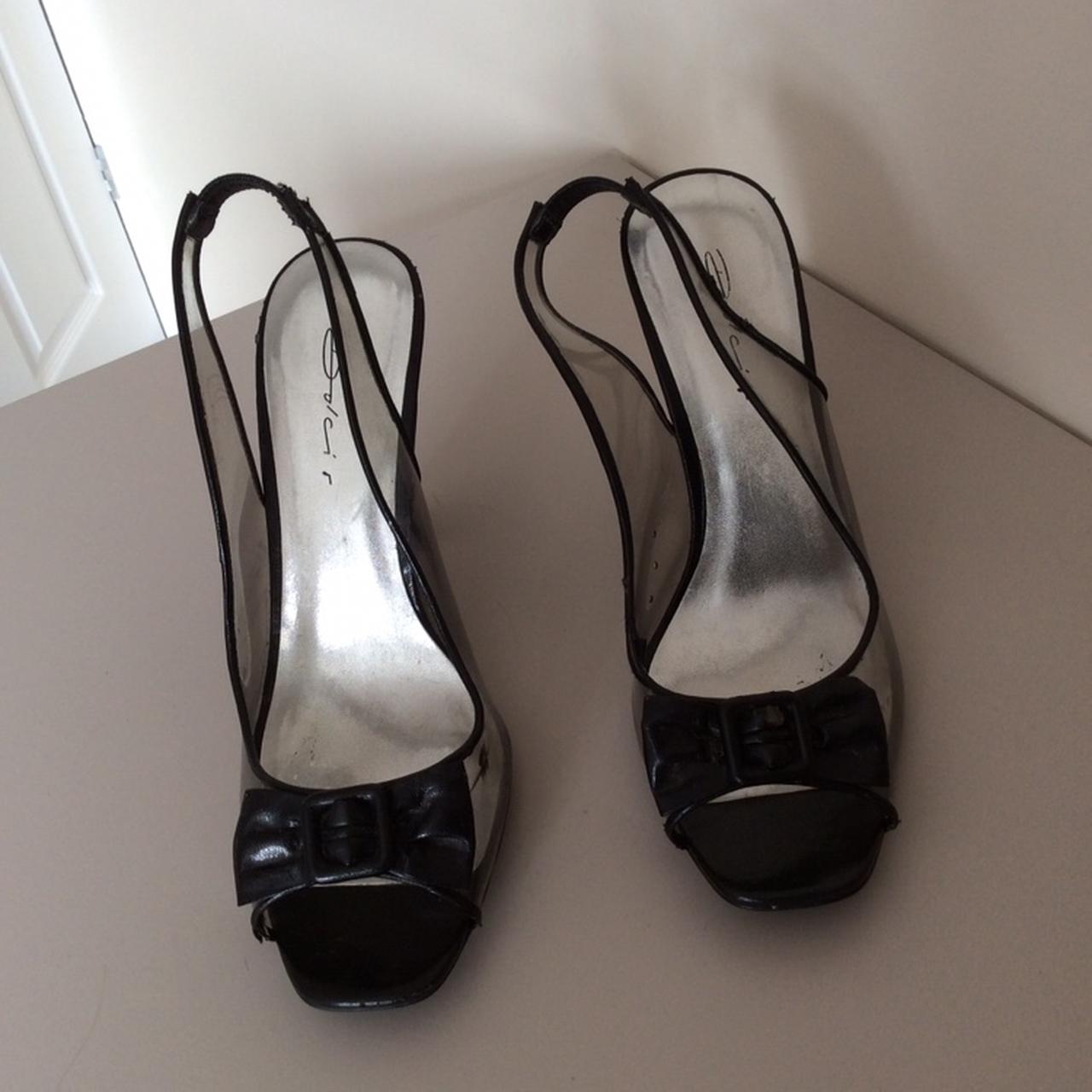 Dolis Black & Clear Heels Used, fair condition... - Depop