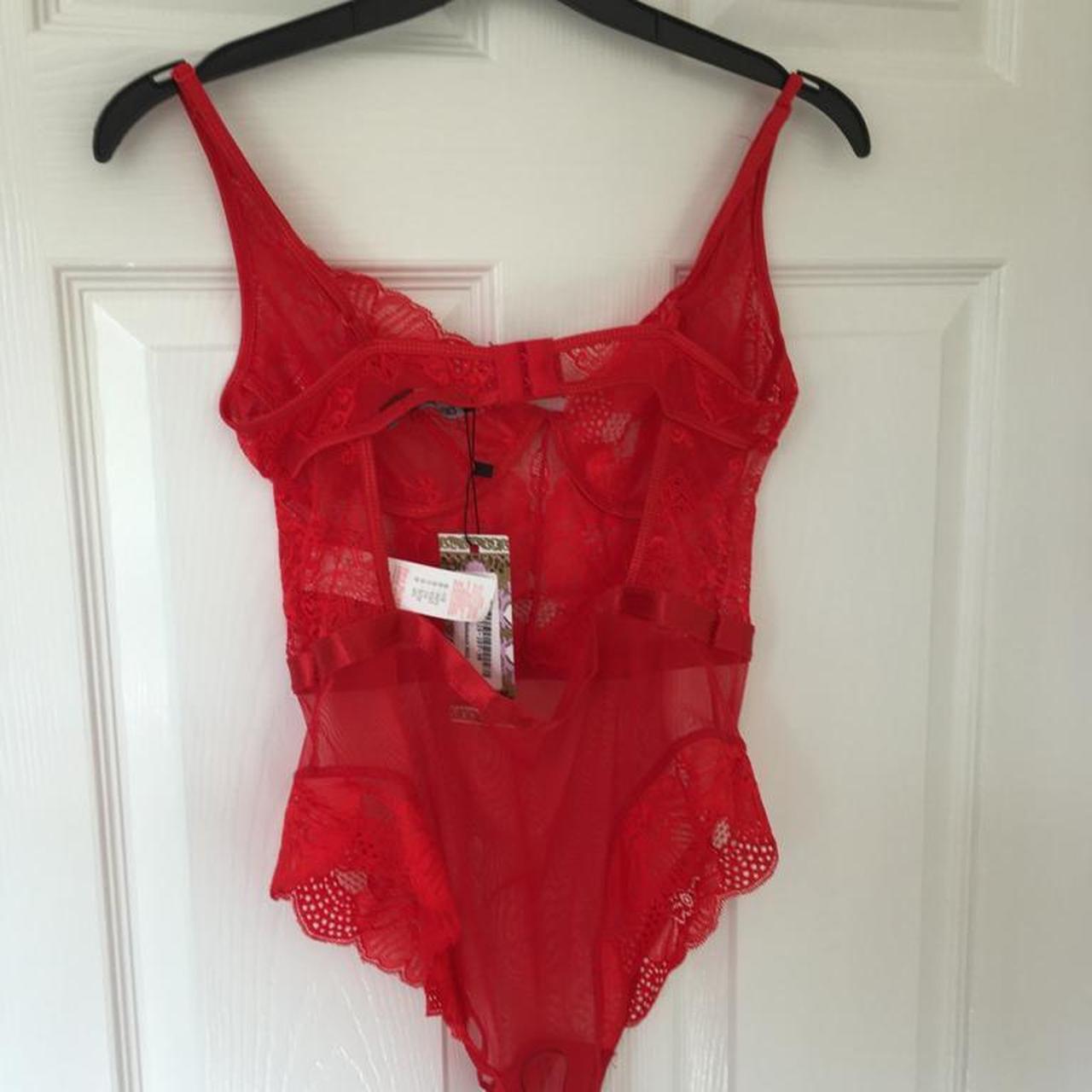 Boohoo Red Lace Bodysuit Brand new Size Small... Depop