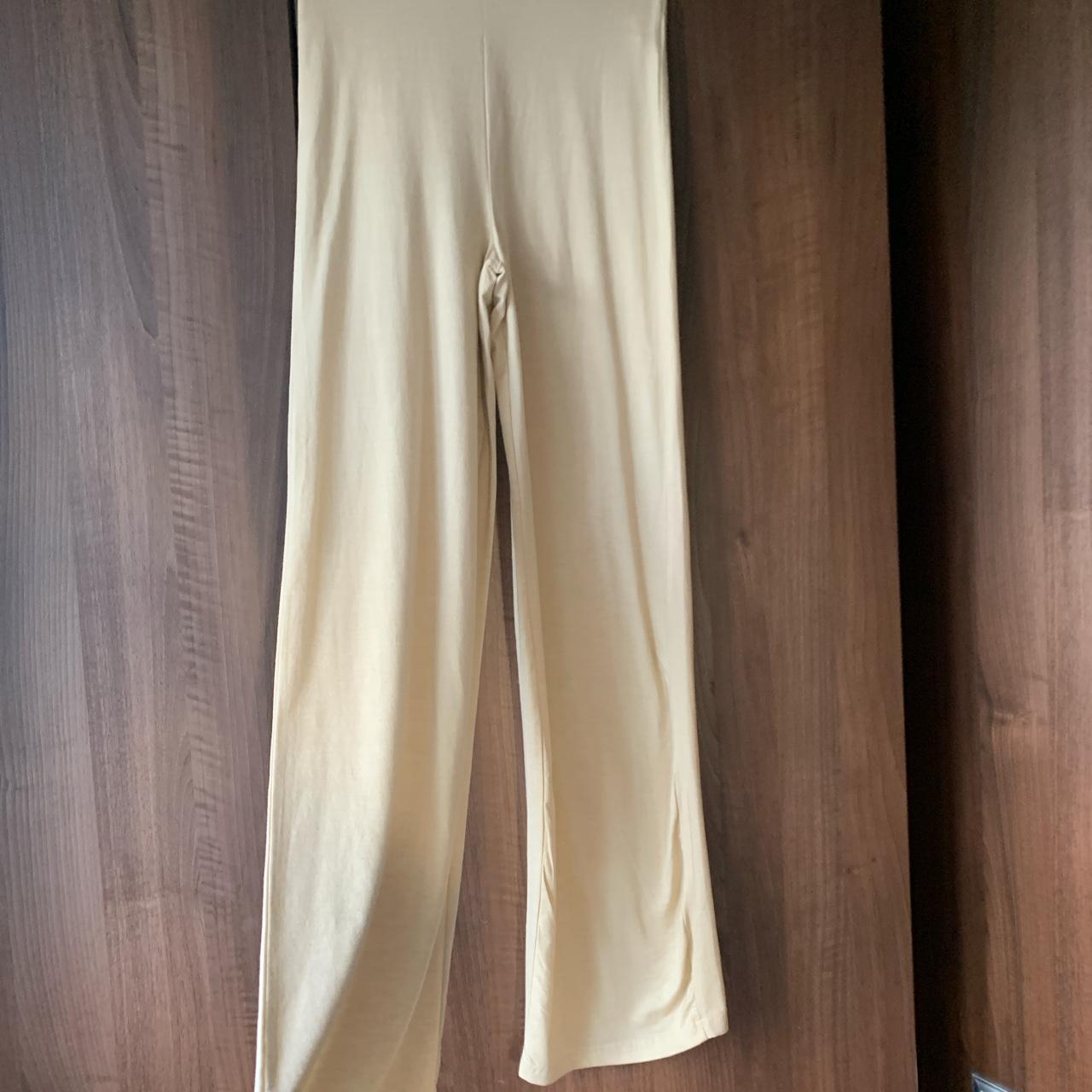 missguided-cream-flared-trousers-size-small-depop