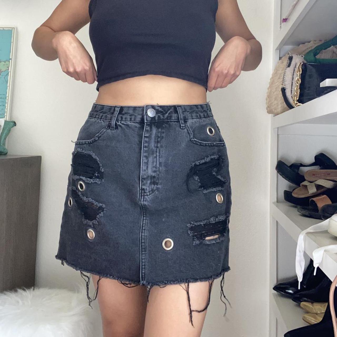 Metallic denim shop skirt forever 21