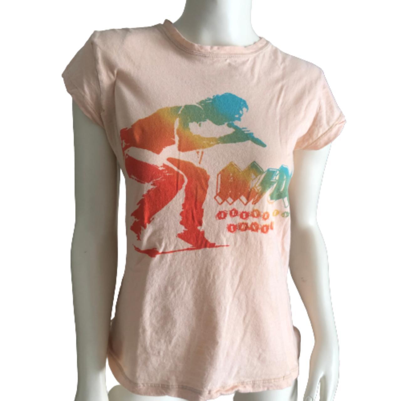 Pink Salmon Rock Arc ACDC Band T-shirt - Depop