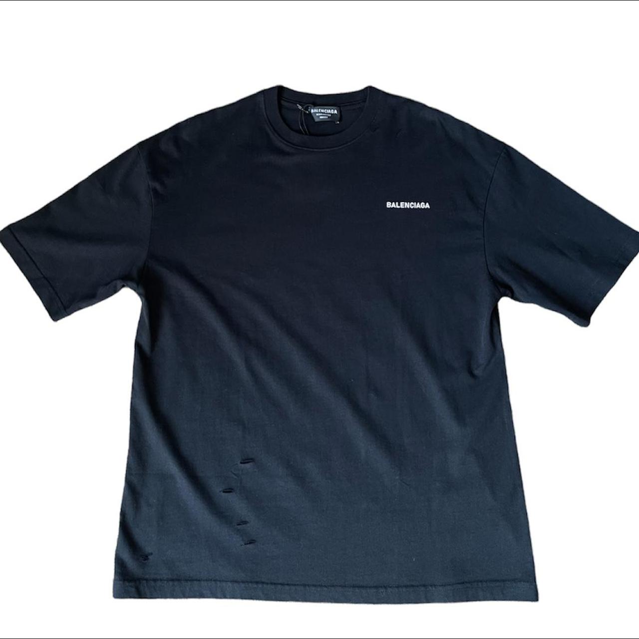 Balenciaga Distressed T-shirt In Blue