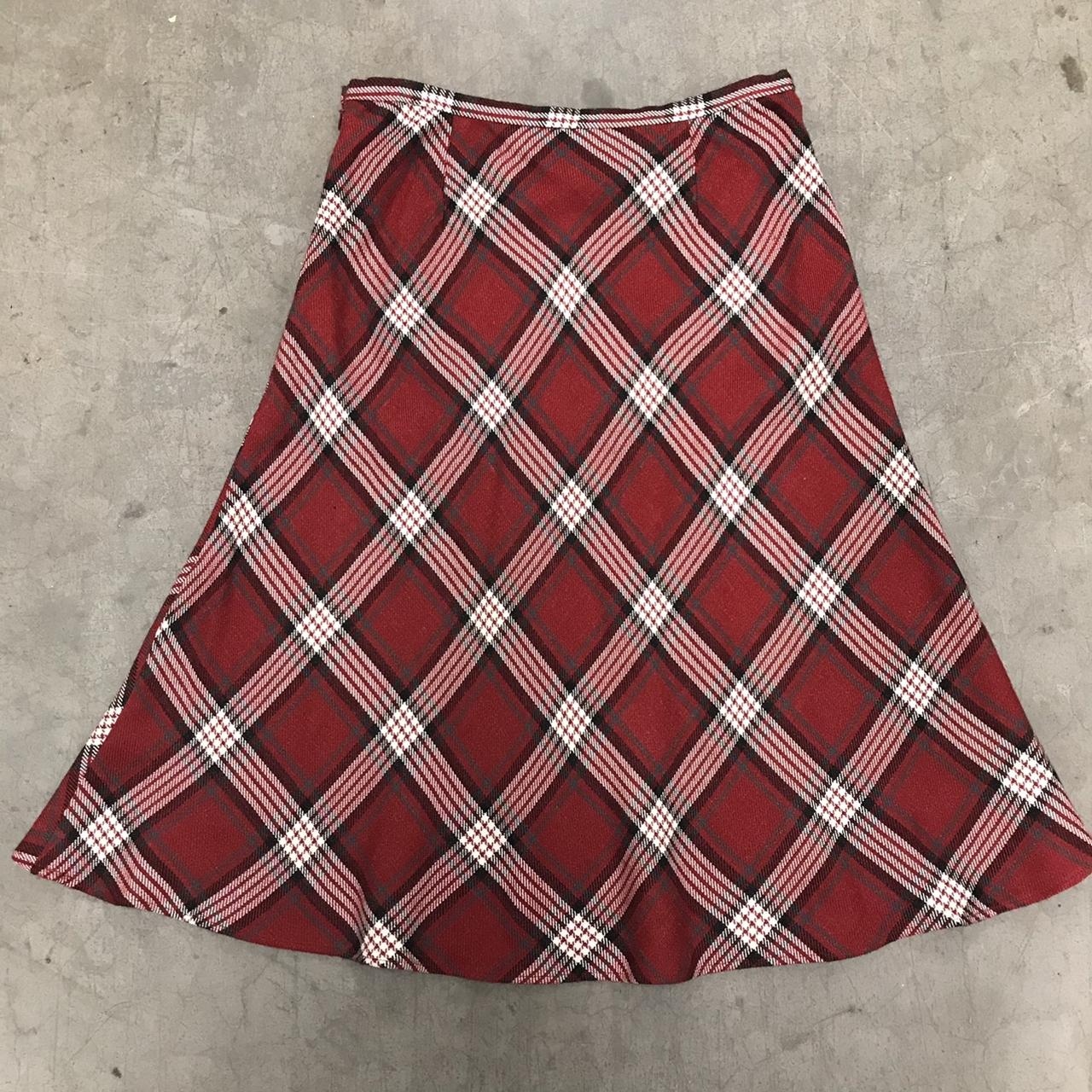 💋vintage plaid skirt💋 red combo diamond plaid skirt.... Depop