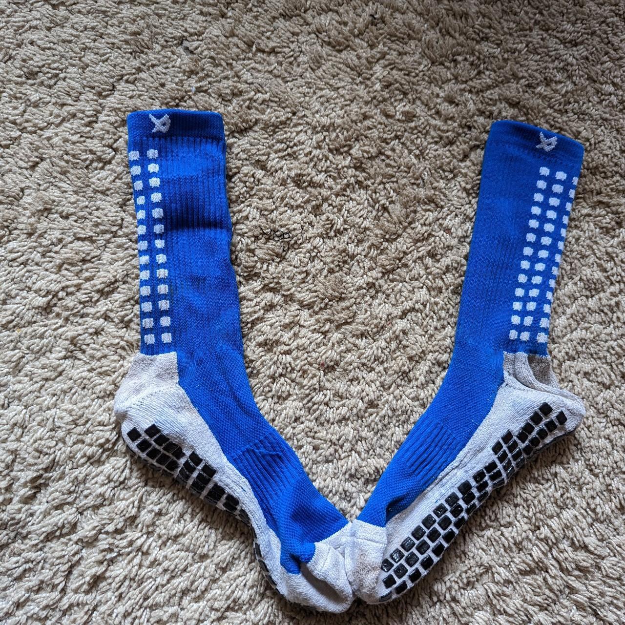 Blue and White Grip Socks Depop
