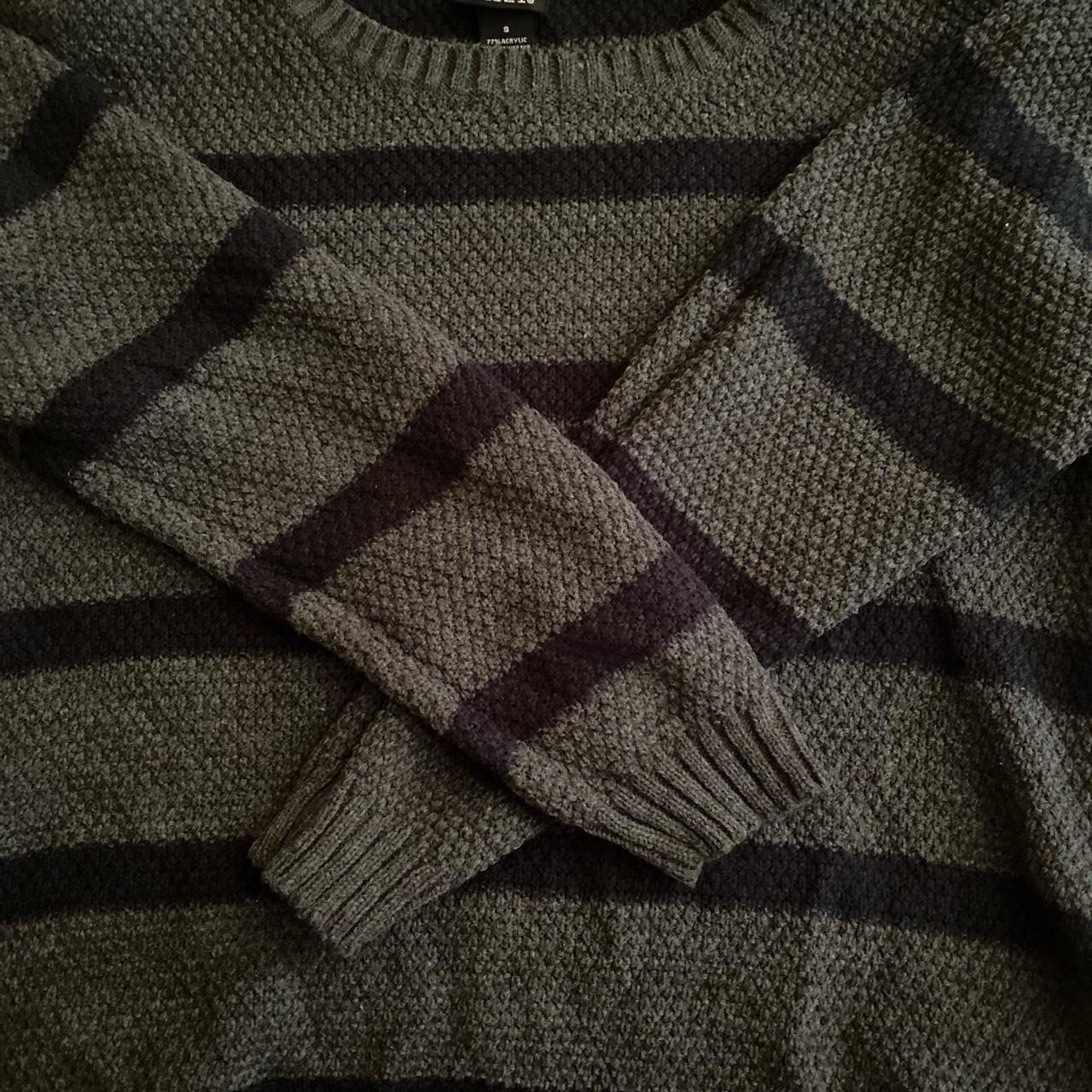 black and grey striped sweater , size S , has a... - Depop