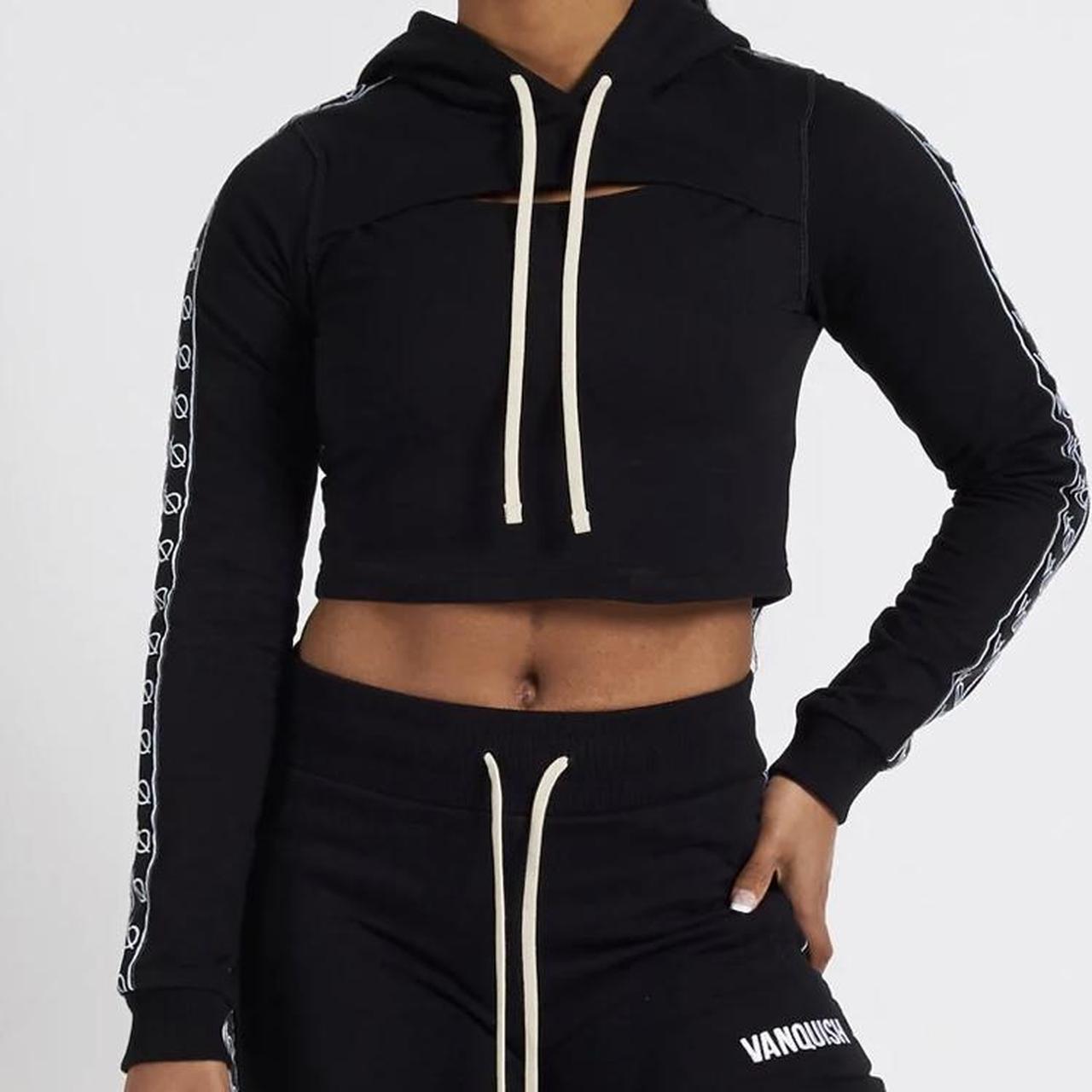 VANQUISH Radiate cropped hoodie in black -like new,... - Depop