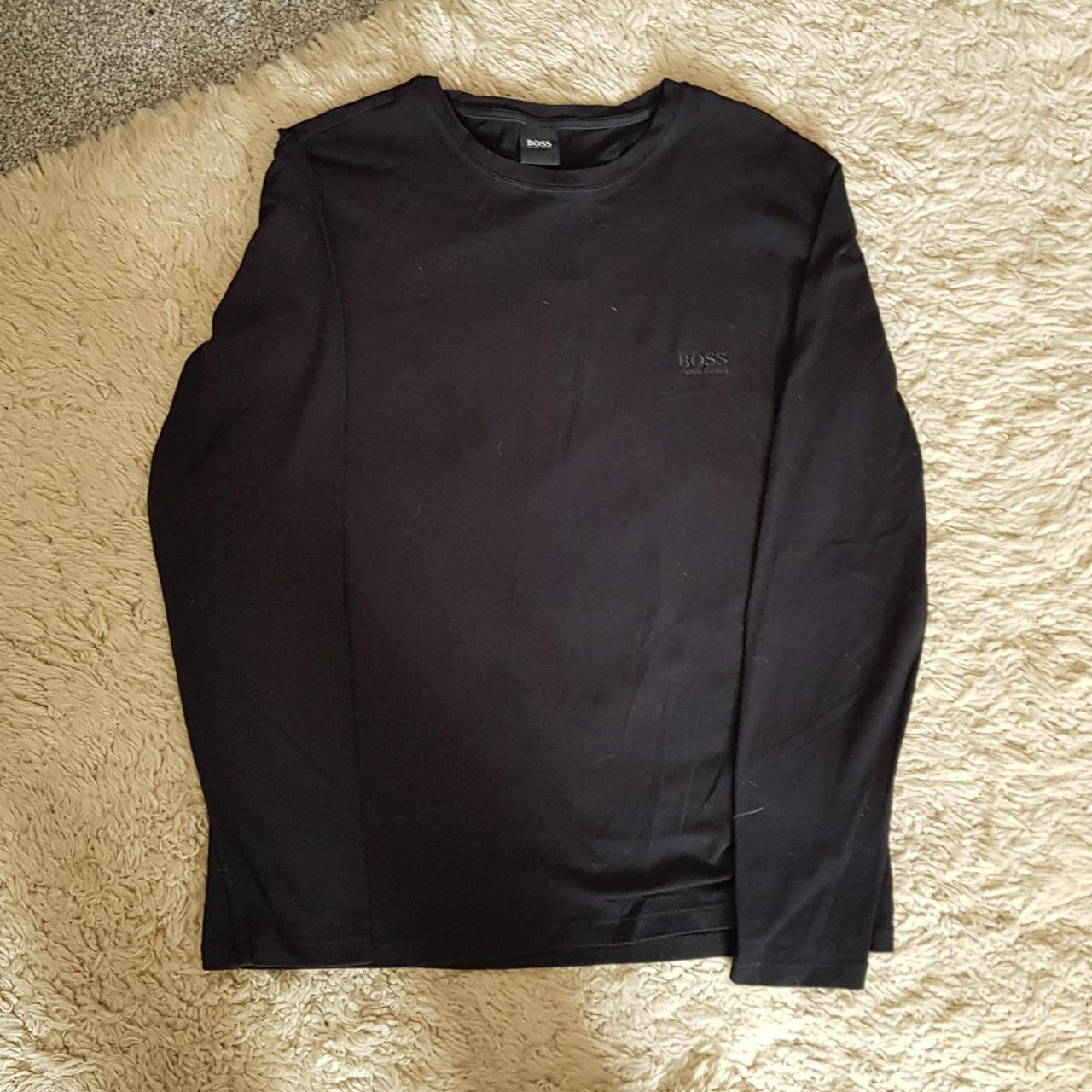 HUGO BOSS plain black long sleeve t-shirt... - Depop