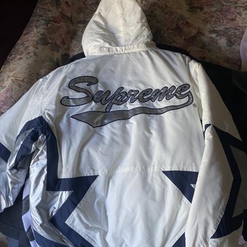 Supreme Stars Puffy Jacket White Size M Price $600 - Depop