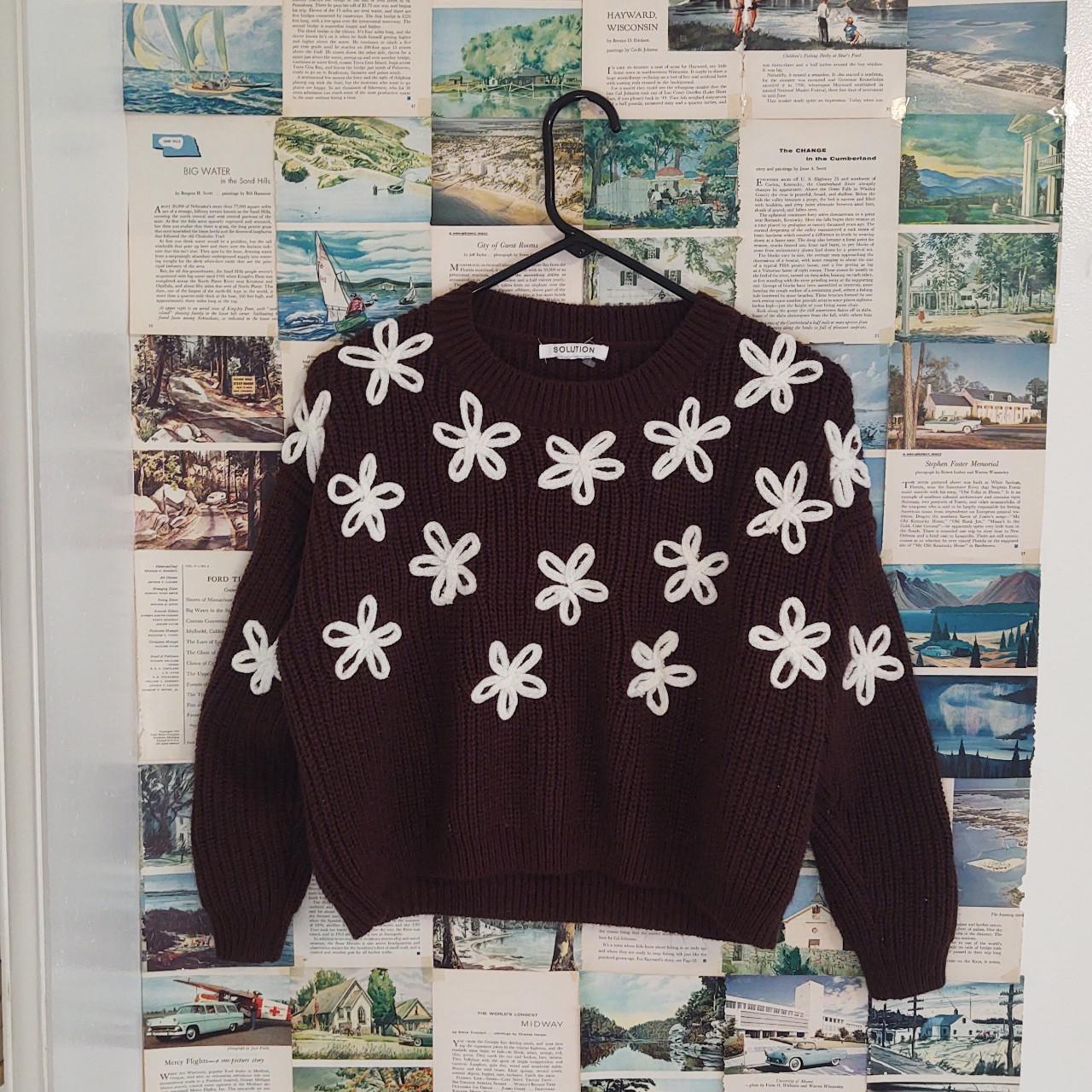 Women's Brown and White Jumper
