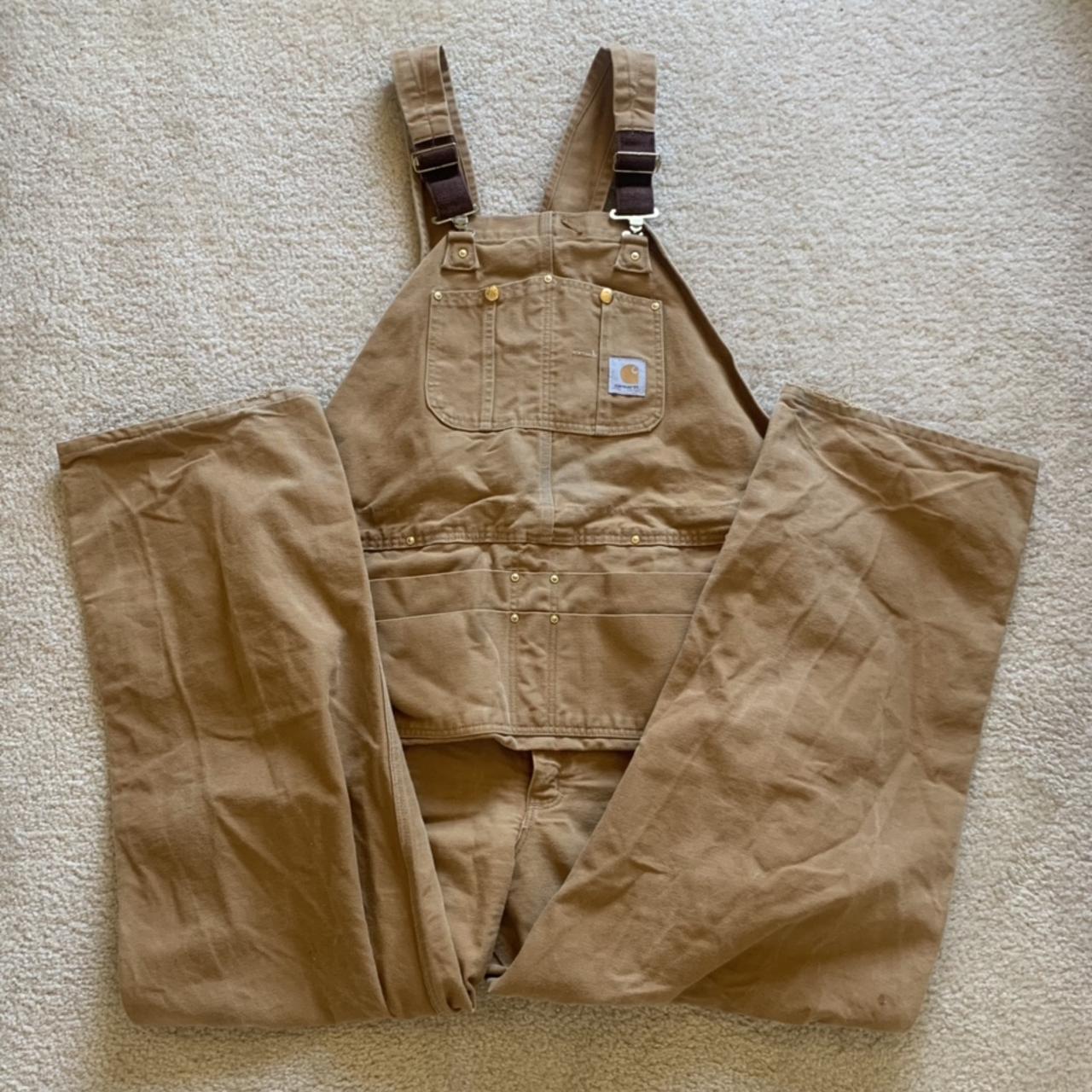 Carhartt WIP Men's Tan Dungarees-overalls | Depop