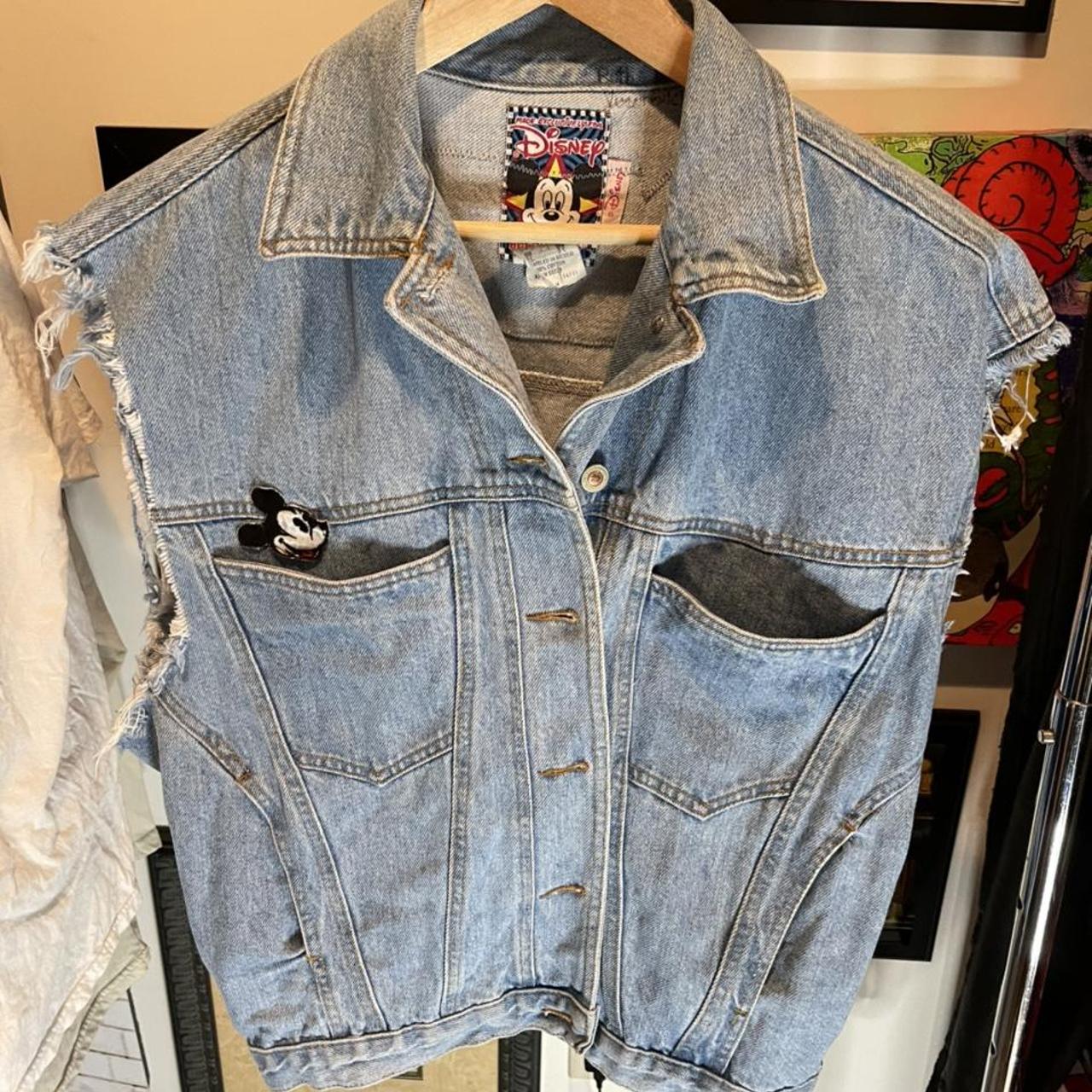 Jou Jou Disney Mickey Mouse Denim Jacket Vest Size... - Depop