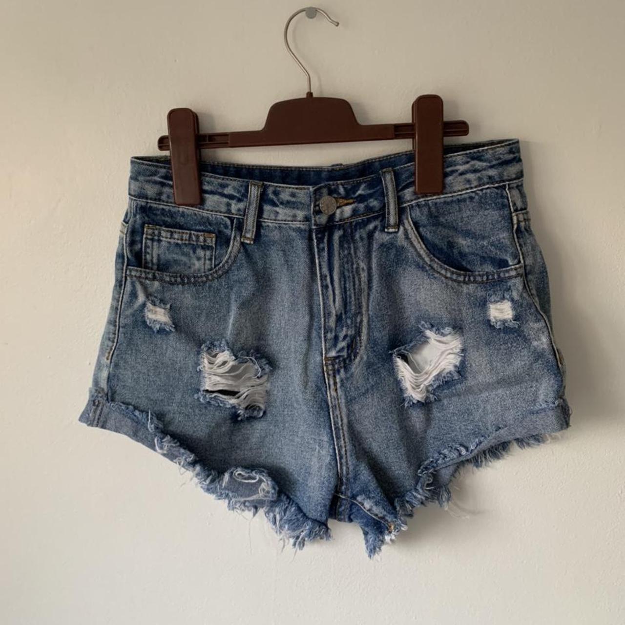 Denim ripped shorts Size - Small - good condition... - Depop