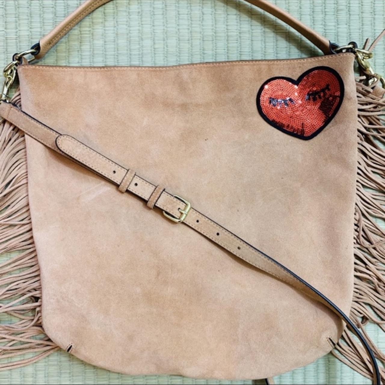 REBECCA MINKOFF CROSSBODY TAN FRINGE BAG WITH