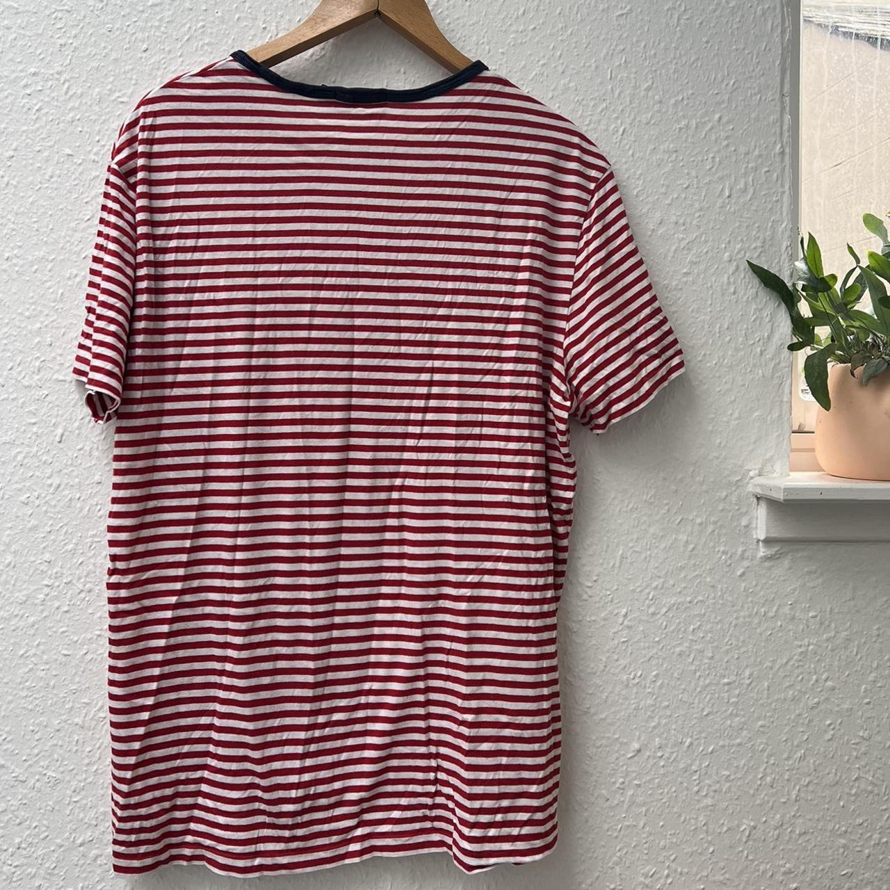 Ralph Lauren red and white striped XL t shirt!... - Depop