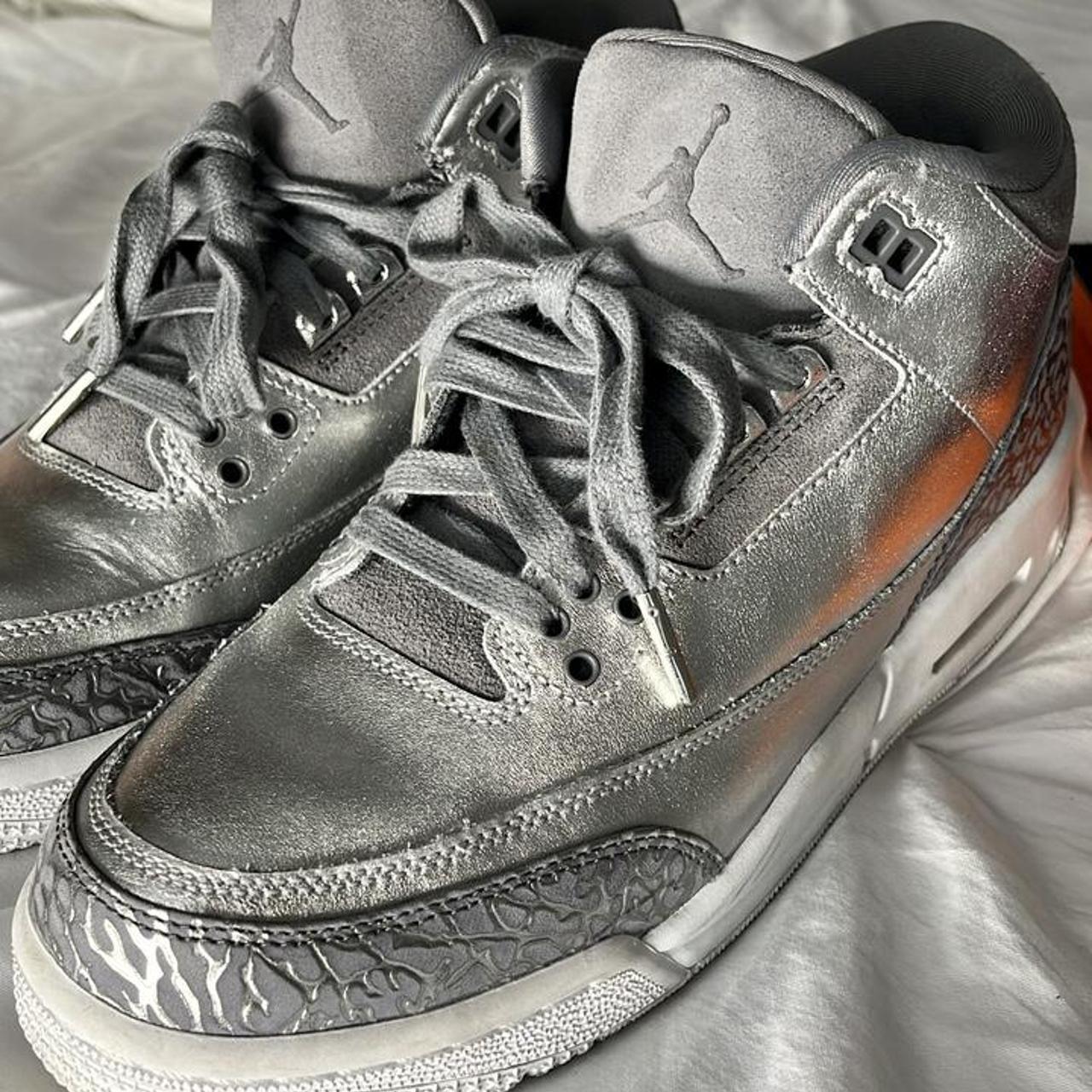 Air Jordan 3 Retro PREM HC GG Chrome - Metallic... - Depop