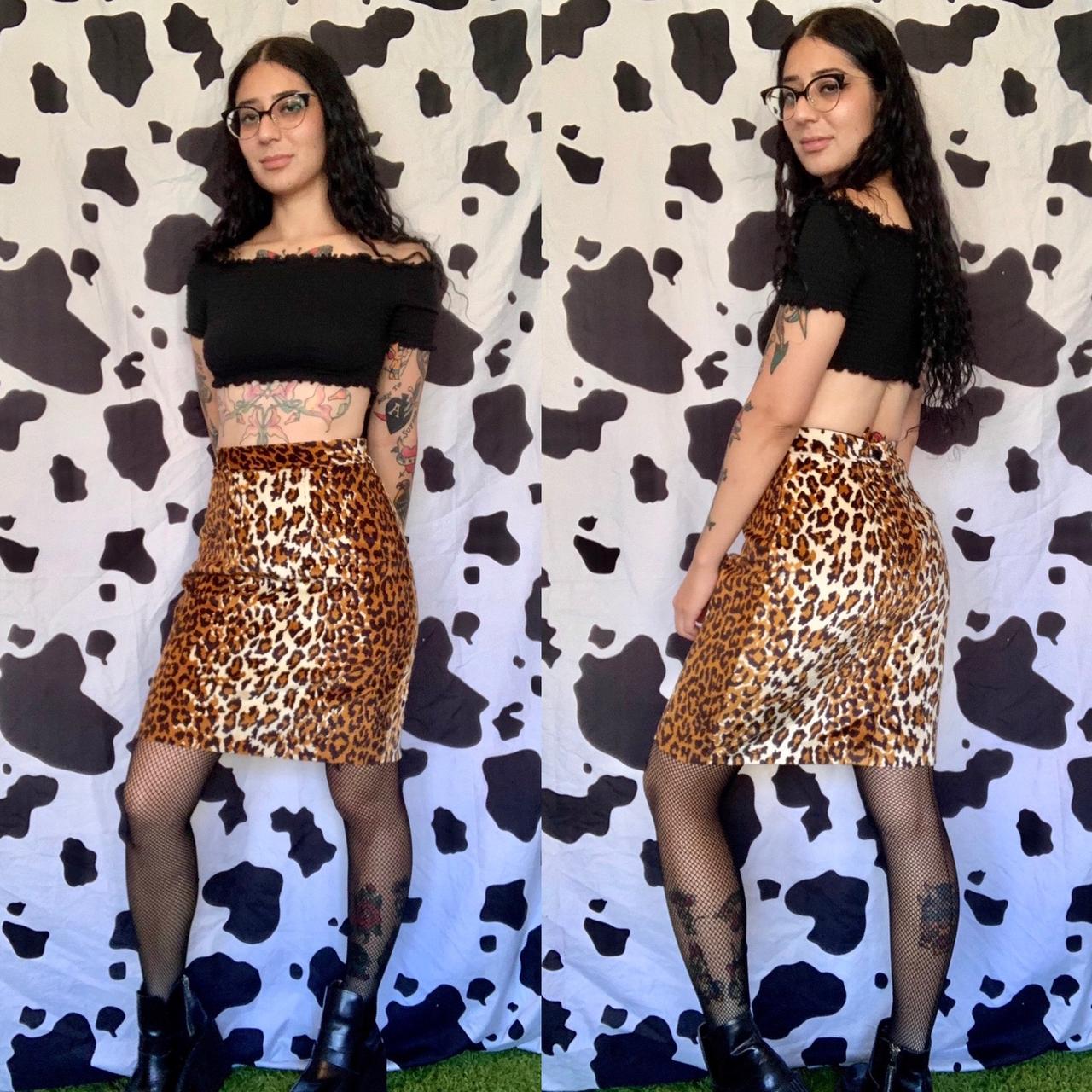 Leopard mini shop skirt 80s