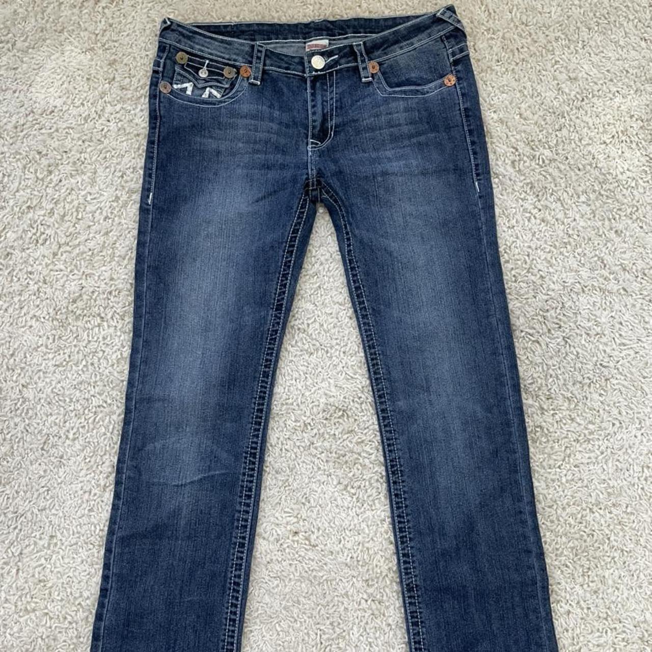 vintage true religion jeans with sparkly detail on... - Depop