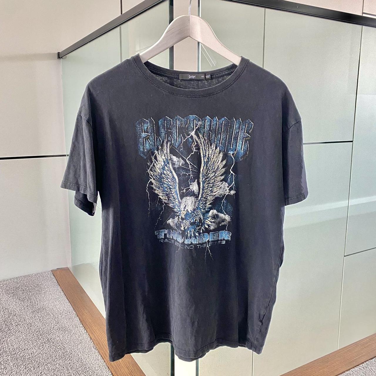 ⋒ Sportsgirl Black Graphic Band Tour Tee Size XS... Depop