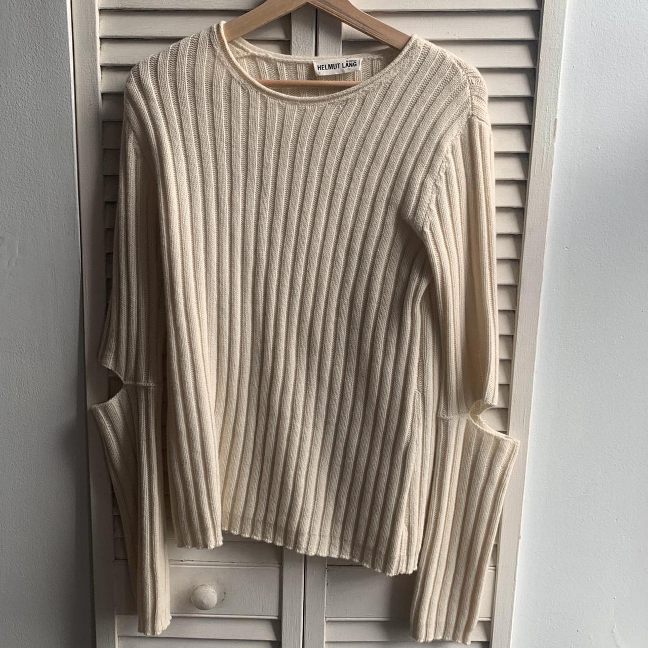 Helmut Lang re-edition - cream sweater with elbow... - Depop
