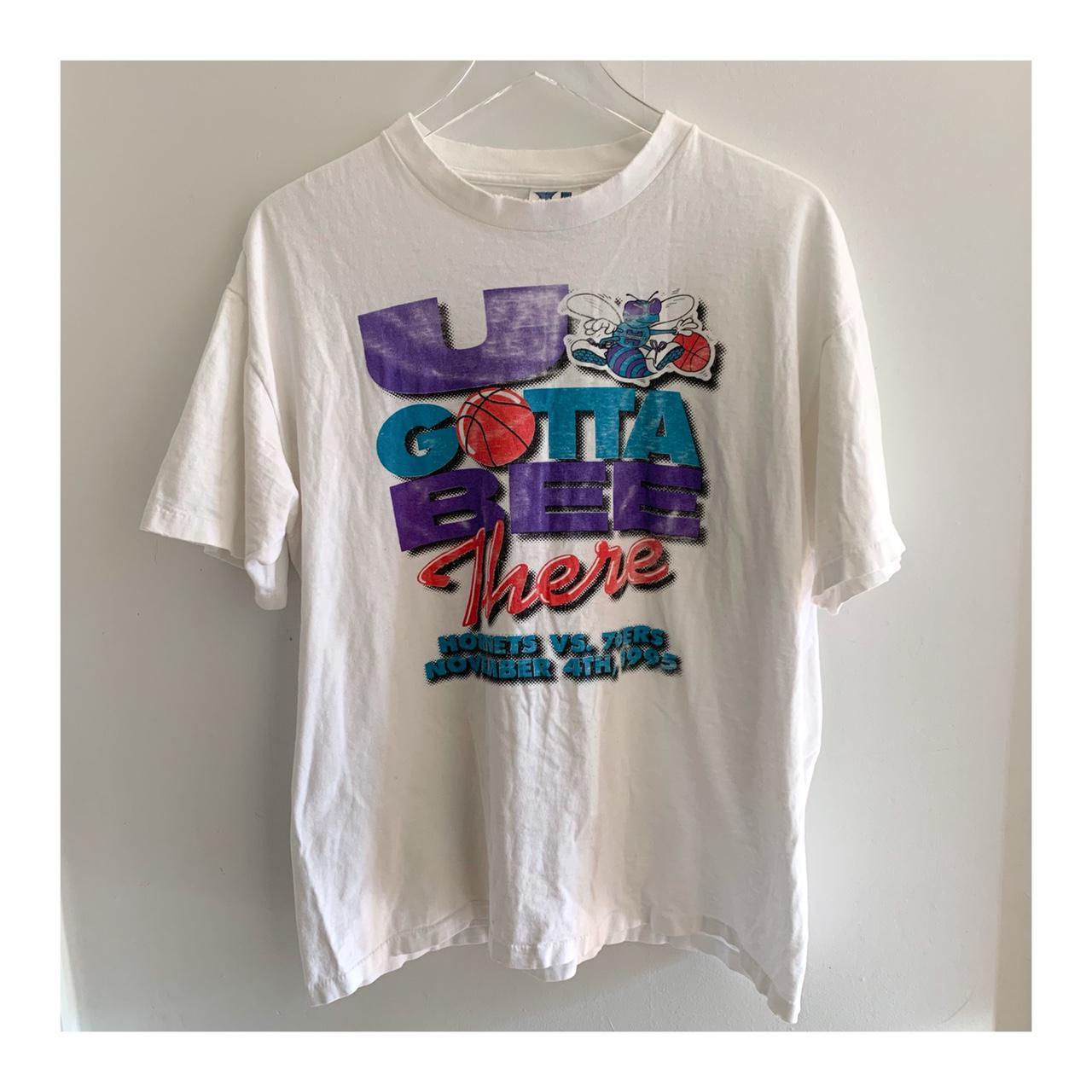 Vintage 1995 Charlotte Hornets t shirt. Very worn in... - Depop