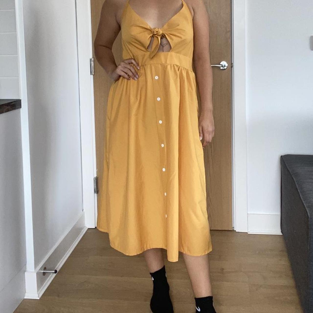 mustard yellow flowy dress