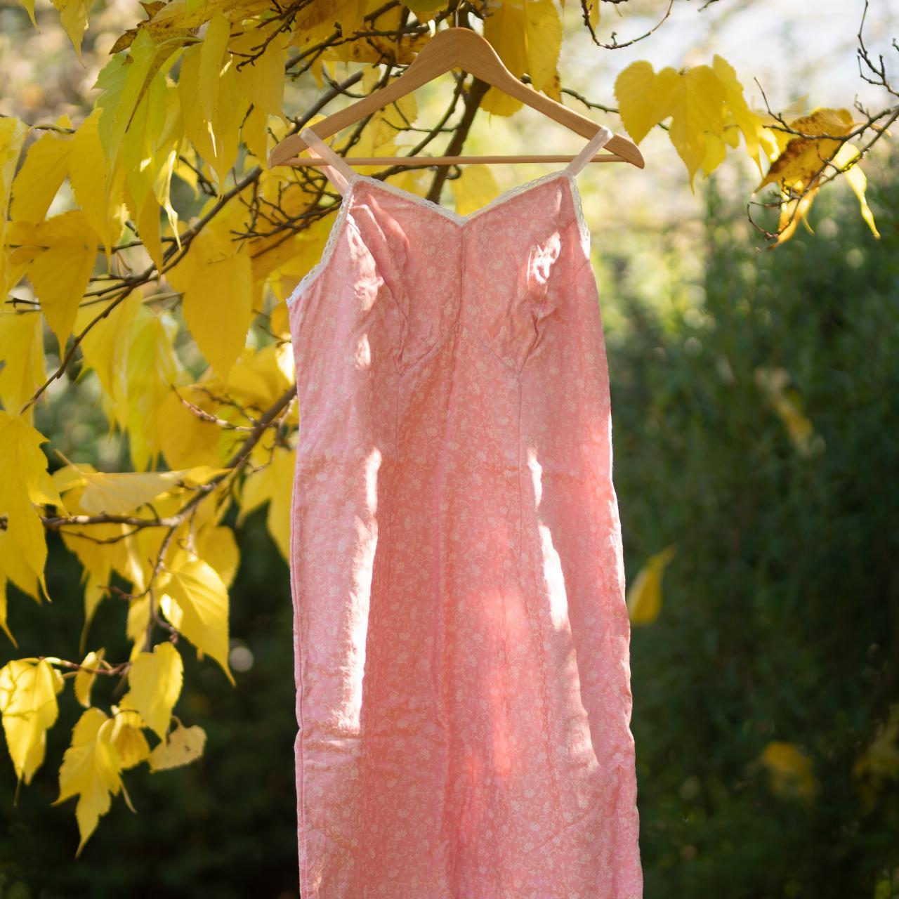 Sottoveste Vintage Originale ‘30/40 Bellissima Lunga Seta E Pizzo Rosa - Foto 11