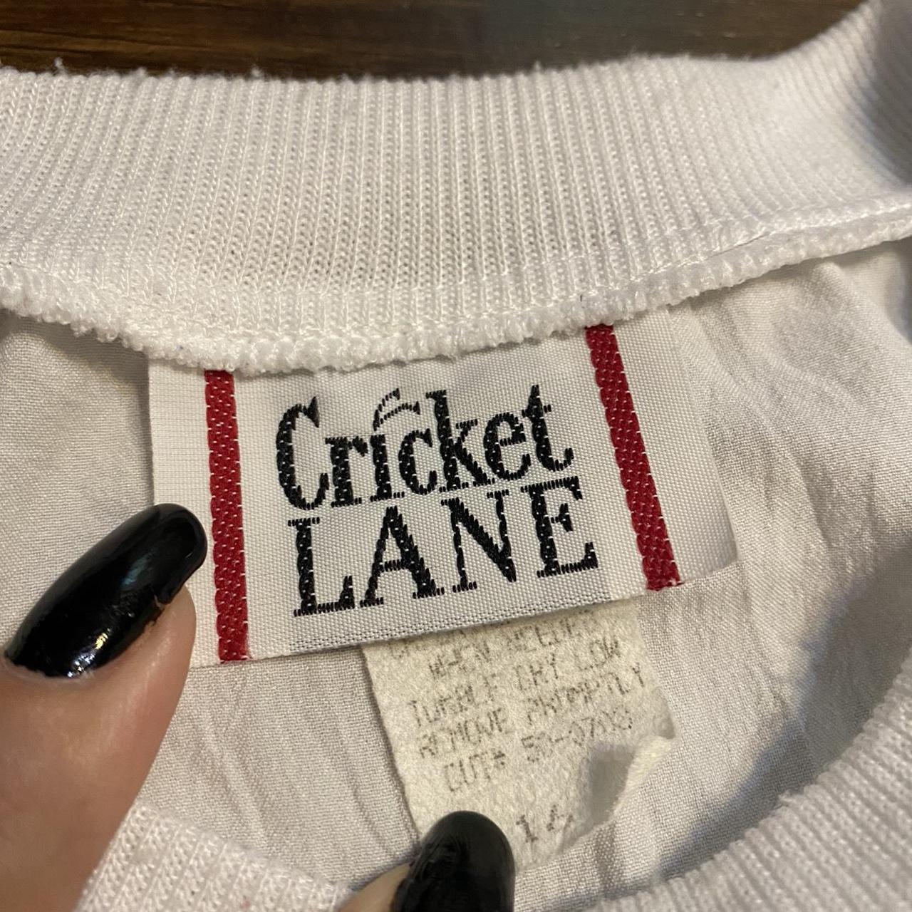 Cricket Lane Women's White and Blue Blouse Depop
