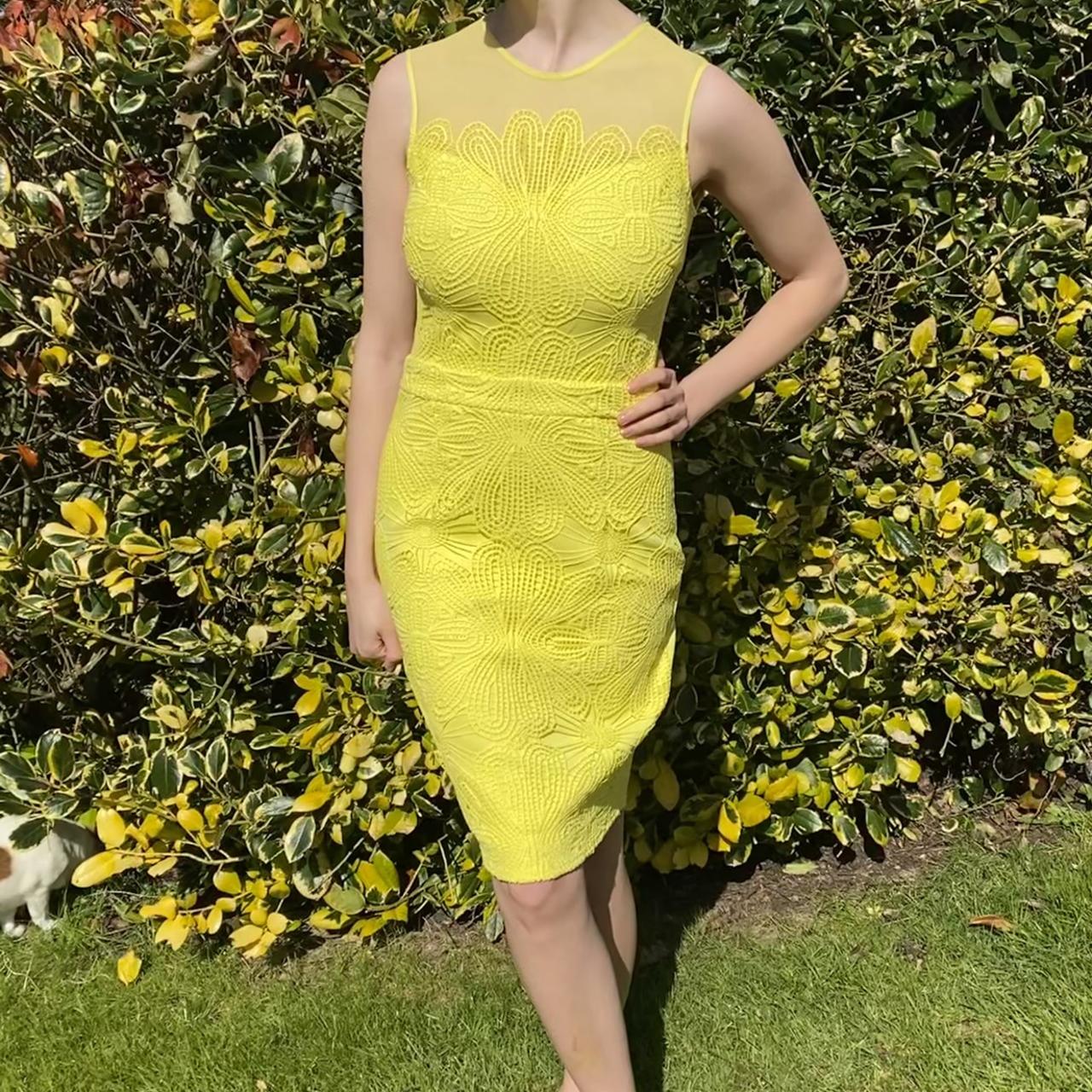 michelle keegan yellow lace dress