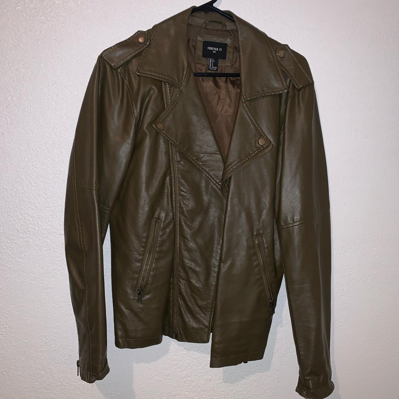 Brown leather jacket 🧥 #Forerver21mens #leatherjacket - Depop