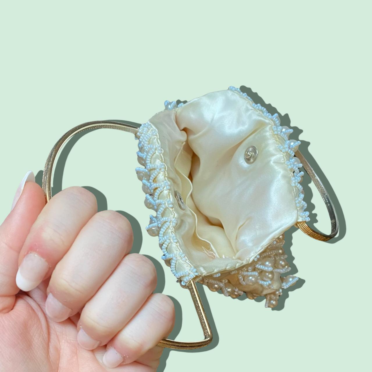 **VINTAGE** Pearl clutch with metal handles #vintage... - Depop