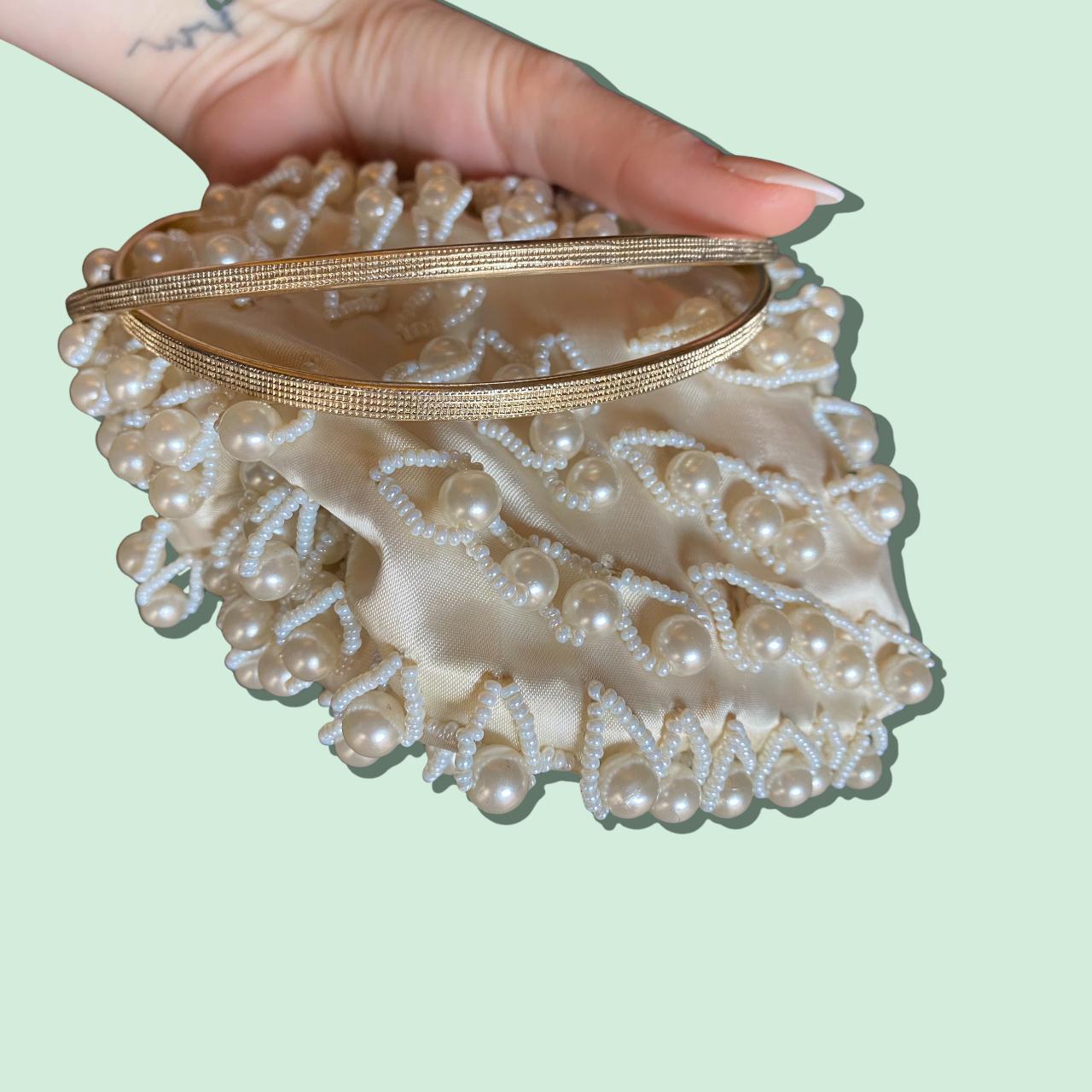 **VINTAGE** Pearl clutch with metal handles #vintage... - Depop