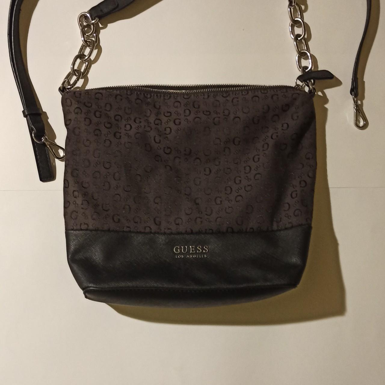 Bolsa Guess cafe con negro con interior de leopardo. Depop