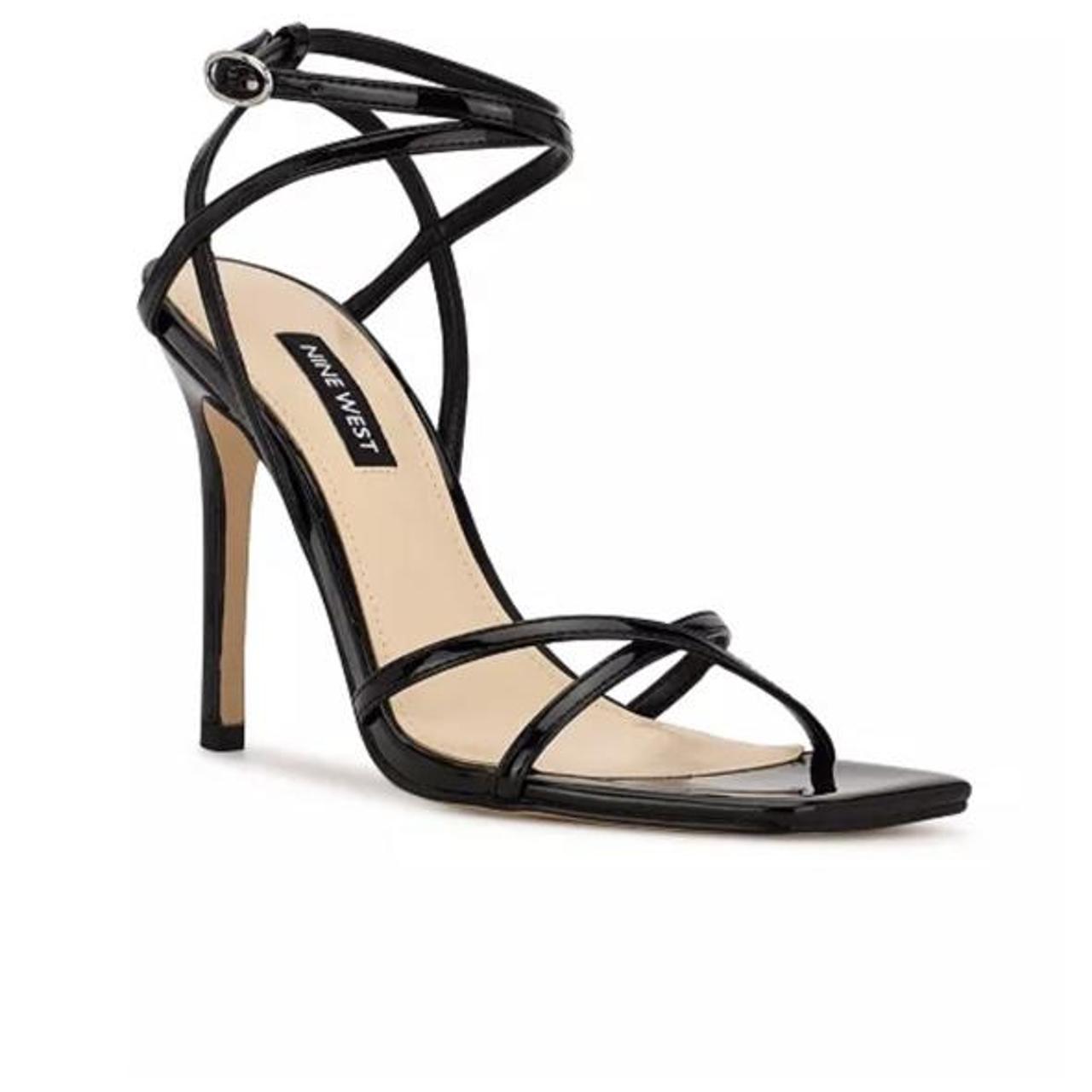 nine west tilde black strappy stiletto heels worn... Depop