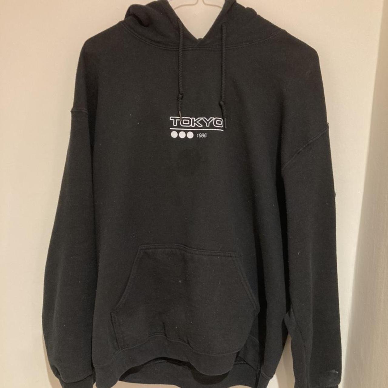 lovely urban outfitters black tokyo hoodie with... - Depop