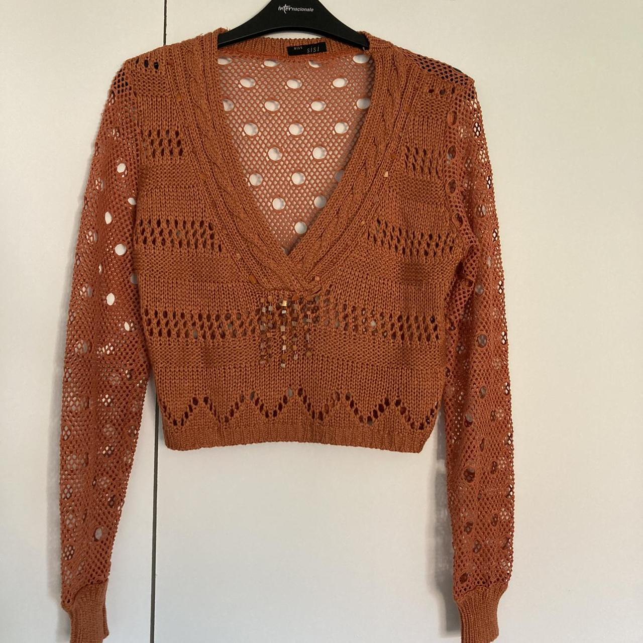 Ladies Y2K fairy beaded crocheted jumper / top by... Depop