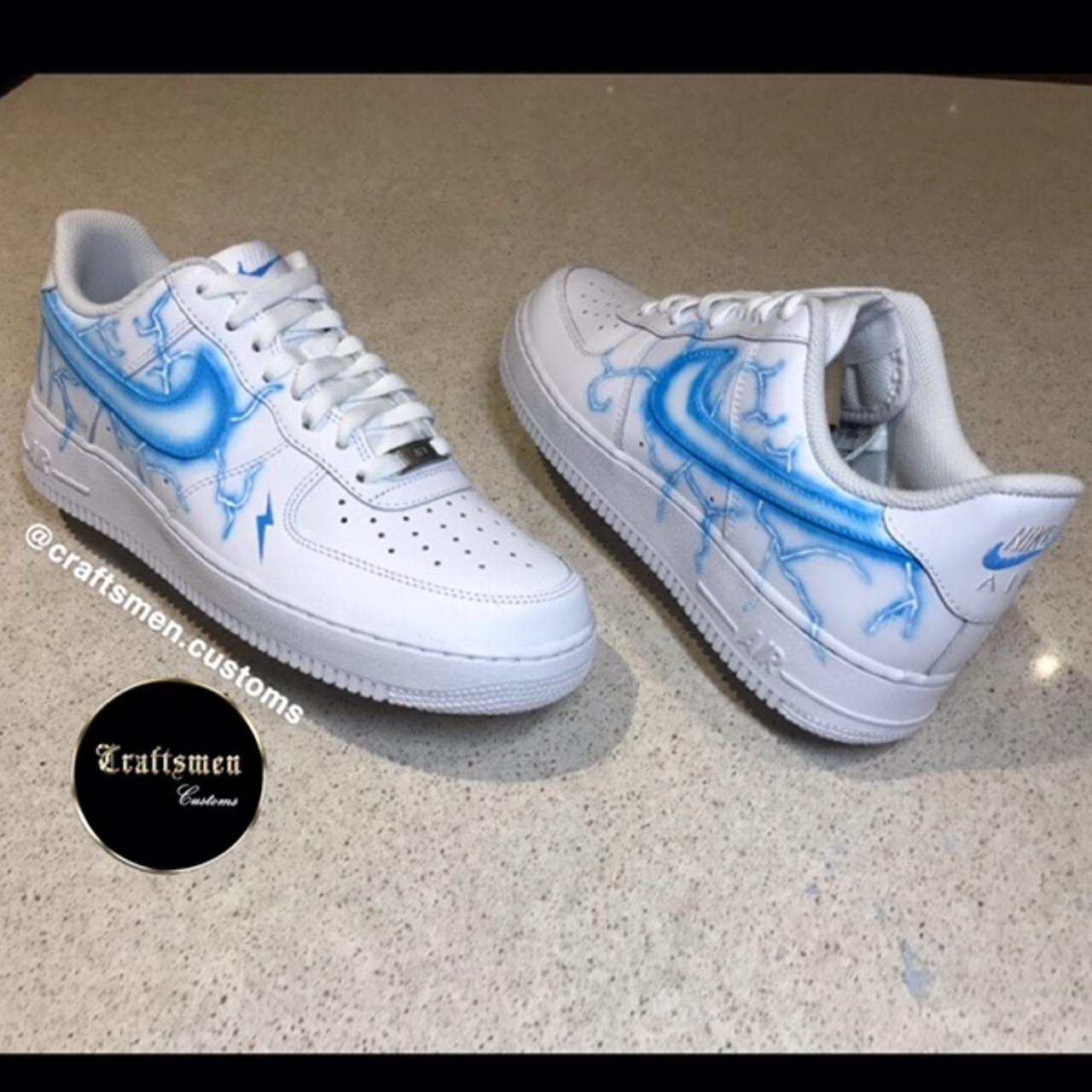 Blue white lightning Air Force 1 low Available in... - Depop