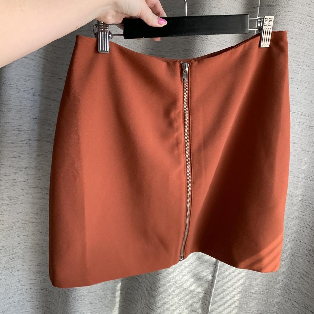 orange rust color zip up mini skirt size