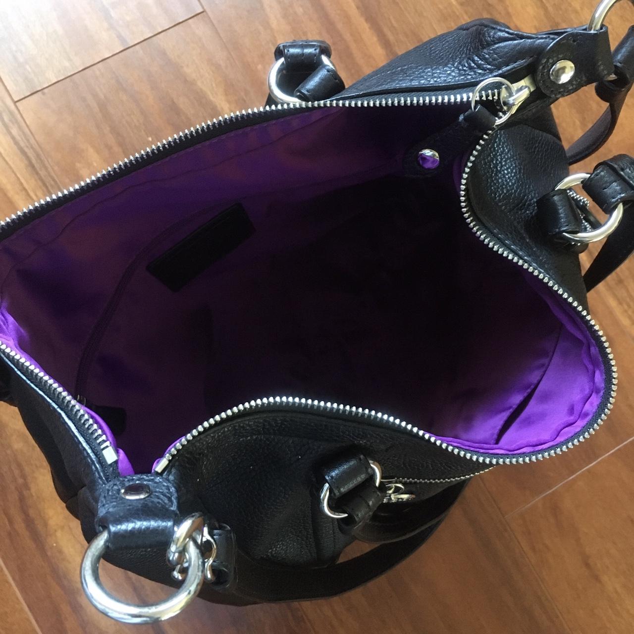 black leather coach alexandra bag convertible purple Depop