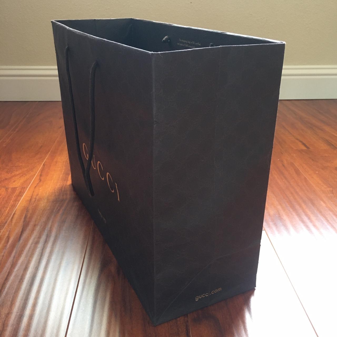 authentic gucci paper bag dark brown and gold gucci - Depop