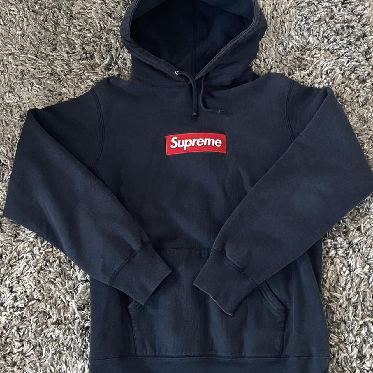 Supreme box logo hooded sweatshirt FW16 NAVY... - Depop