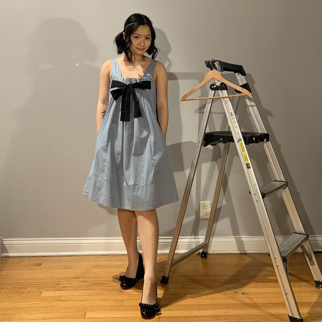 bcbgmaxazria dust blue trapeze dress. the black bow Depop