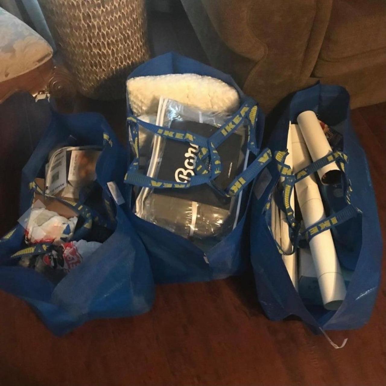 New IKEA Blue BAG Large Bag Blue REUSABLE TOTE... Depop