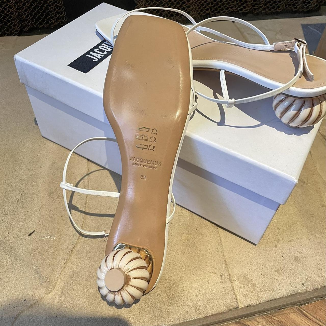 jacquemus white les sandales manosque leather... - Depop