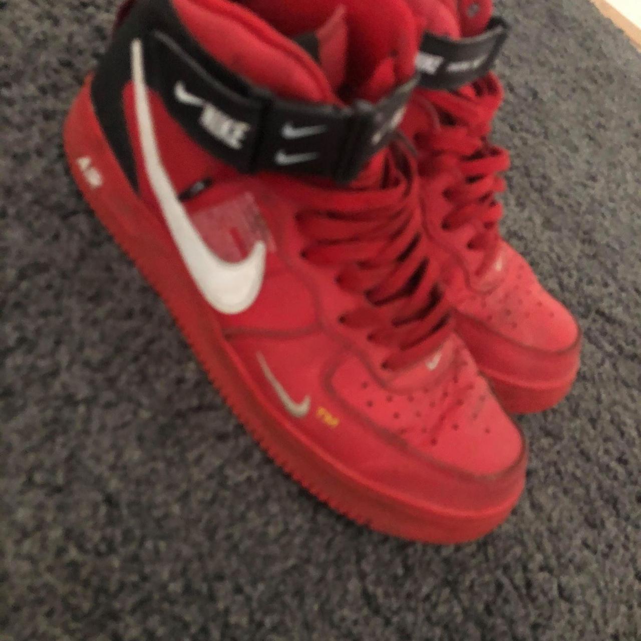 Nike Air Force 1 '07 Mid LV8 'Team Red'. Used but in - Depop